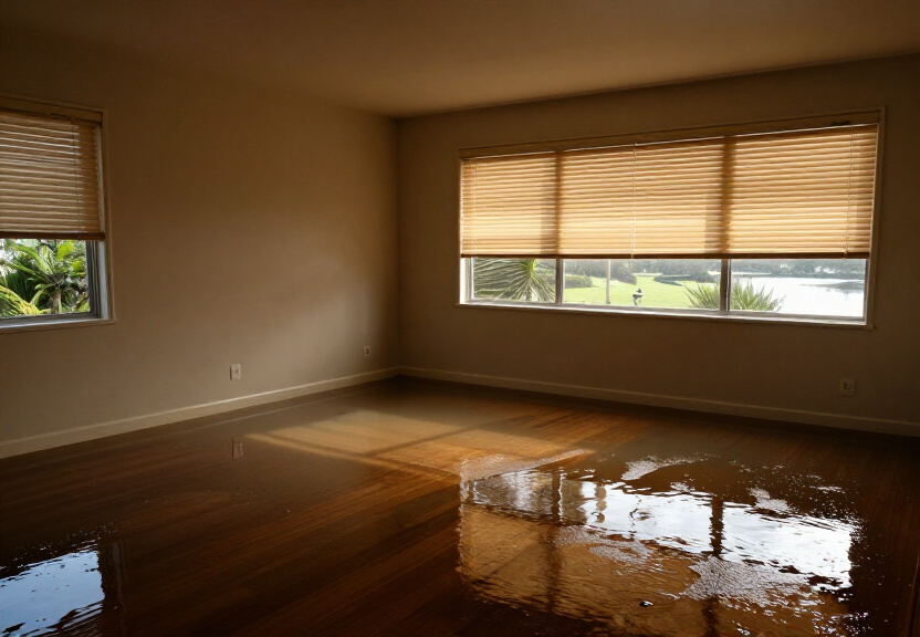 Moisture-damaged subfloor in a Granville commercial building
